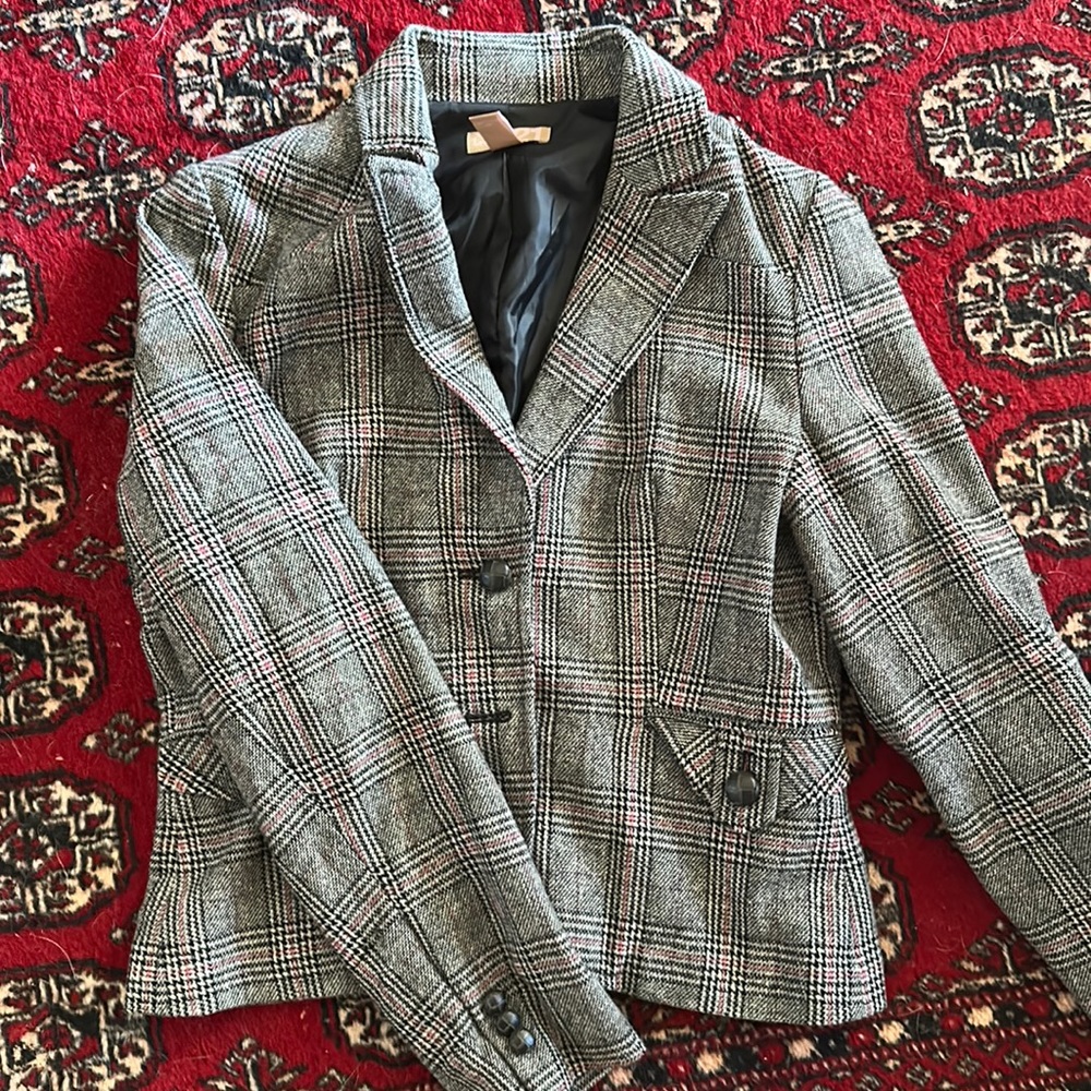 Forever 21 Pink/Black Plaid Blazer